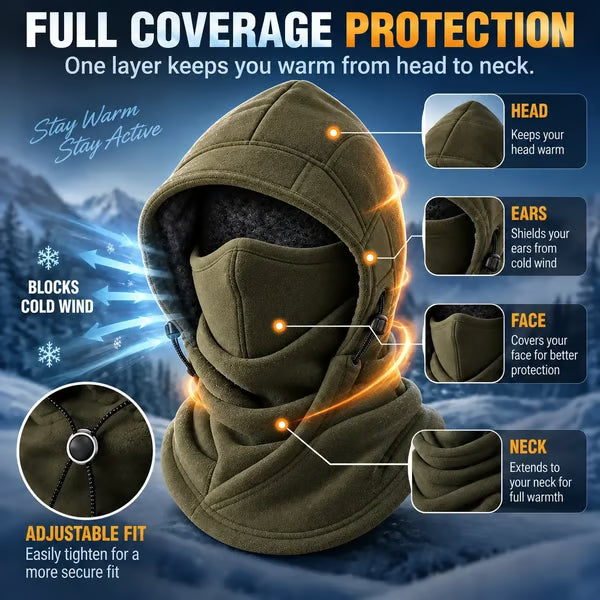 🥶One-piece flannel warm mask hat– Full Face & Neck Winter Protection for Outdoor Adventures