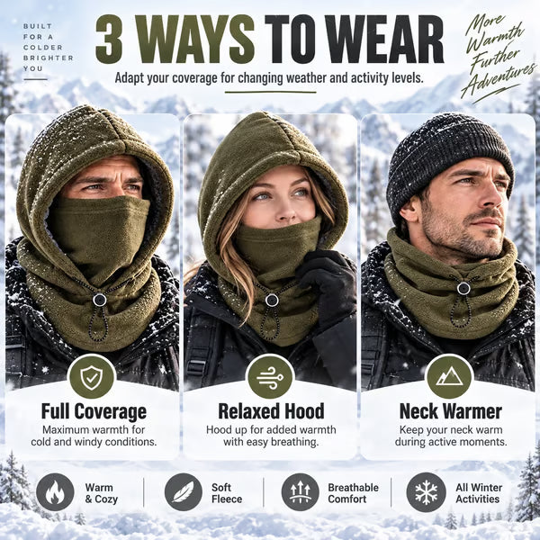 🥶One-piece flannel warm mask hat– Full Face & Neck Winter Protection for Outdoor Adventures