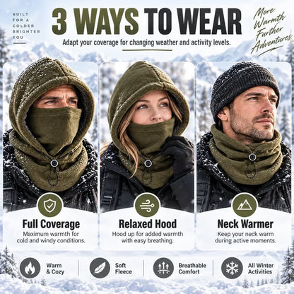 🥶One-piece flannel warm mask hat– Full Face & Neck Winter Protection for Outdoor Adventures